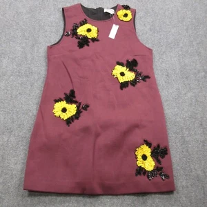 Dhruv Kapoor Dress Womens XL Red Shift Sequin Floral Round Neck Anthropologie 3d - Picture 1 of 15
