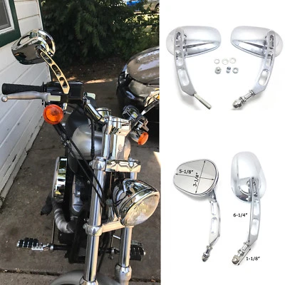 Espejos retrovisores de motocicleta cromados huecos para Harley Sportster Iron Road Glide Foto 1 de 4
