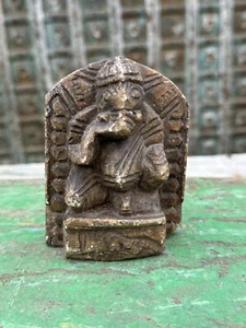Antique Stone Fine Carved Rare Hindu  Hod Ganesha  Sculpture - Picture 1 of 9