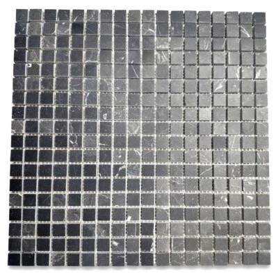 N22XH Nero Marquina Black Marble 5/8x5/8 Square Mosaic Wall Floor Tile Honed - Image 1 of 4