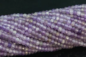 "Cuentas de amatista púrpura luz natural genuina de 3x2 mm cuentas redondeladas facetadas AAA 15" - Imagen 1 de 3
