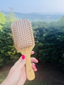 Anti-Static Bamboo Natural Hair Brush, Massage Scalp Straight Curly, Sustainable - Picture 1 of 15