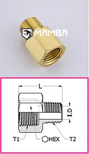 Brass turbo Adapter Fitting Adapter 1/8 BSP Female to 1/8 BSP Male (50 pcs) - Picture 1 of 2