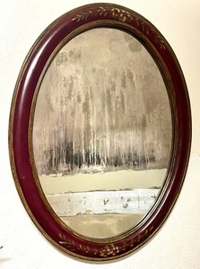 Silkroad exklusiver handbemalter ovaler Wandspiegel mit Holzrahmen 33 x 24 Zoll - Bild 1 von 7