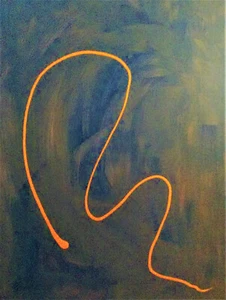 PAINTING,'SLITHER...!', EXPRESSIVE COMPOSITION, CANVAS, FREE SHIPPING! - Picture 1 of 3