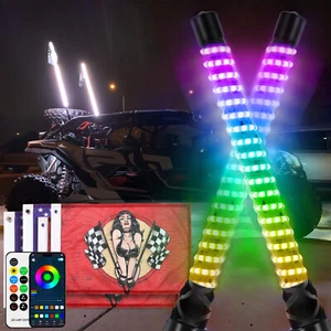 2x 3FT COB RGB LED luces de látigo espiral con banderas para Can-Am Maverick X3 Max RR RS - Imagen 1 de 8