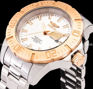 Invicta Men PRO DIVER ROSE GOLD SILVER Dial 44mm Bracelet Stylish SS WR Watch - Picture 1 of 10
