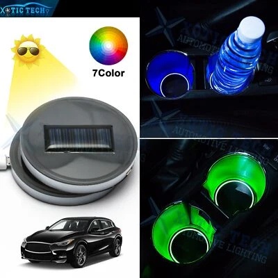 Solar/USB Colorful LED Cup Holder Bottom Pad Lights For Infiniti G35 G37 Q50 Q60 - Image 1 of 4