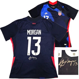 TEAM USA ALEX MORGAN AUTOGRAPHED BLUE NIKE JERSEY WOMENS SIZE L BECKETT 221520 - Picture 1 of 8