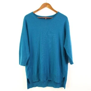 Neiman Marcus Cashmere Rolled Dolman Sweater Teal Size L - Picture 1 of 8