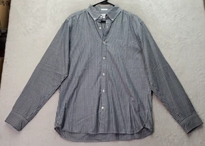 Lucky Brand Dress Shirt Mens L Gray Pinstripe White Label Fit Collar Button Down - Picture 1 of 9