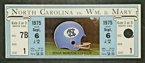 1975 North Carolina vs Wm. & Mary College Football Ticket - Picture 1 of 2