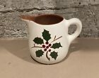 Vintage STANGL Pottery HOLLY Berries Green Leaves CHRISTMAS 4" Creamer Pitcher