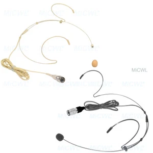 Beige Black Headset Microphone for Audio-Technica Audio Wireless BodyPack - Picture 1 of 9