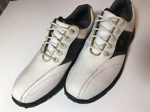 FootJoy Greenjoys Mens 9M White Brown Tan Golf Shoes SoftSpikes 45463 - Picture 1 of 7