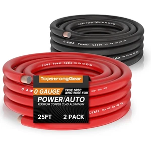 0 Gauge 25Ft Black and 25Ft Red Power/Ground Wire True 0 AWG Power Wire-True Spe - Picture 1 of 8