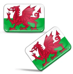 2 walisische Flagge Aufkleber Wales 3D Harz gewölbt Abziehbild selbstklebend Auto Car Moto Helm - Bild 1 von 5