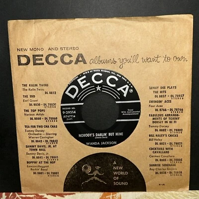 NM • 1955 Wanda Jackson 45 Nobody's Darlin' But Mine / Tears At Grand Old Op’ry - Image 1 of 3