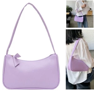 Vintage Women's PU Leather Handbag Solid Color Shoulder Bag Small Underarm Bag - Picture 1 of 9