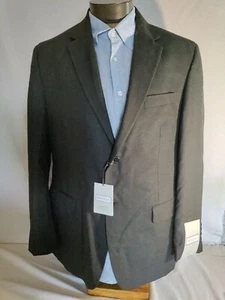 Men's Merona two button charcoal gray plaid relaxed classic suit jacket 44R New - Picture 1 of 10