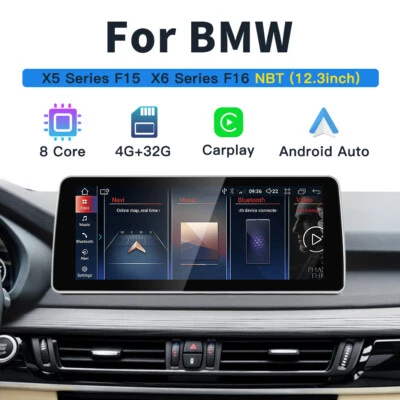 12.3" Android Navigation Car GPS Stereo Radio Carplay For BMW X5 X6 F15 F16 NBT - Image 1 of 4