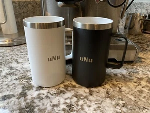 16oz Stainless steel insulated coffee mug ceramic lined, handle and lid - BLACK - Picture 1 of 7
