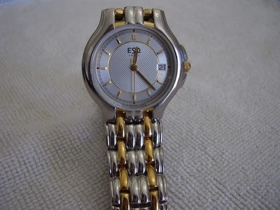 Мужские швейцарские кварцевые двухцветные часы Movado ESQ нержавеющая сталь E5006 — новый аккумулятор - Изображение 1 из 4