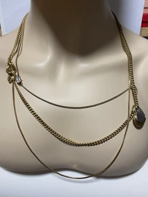 Juicy Couture Charm Necklace Rare Multi Strand Mix Metals Hearts And Crystals - Image 1 of 4