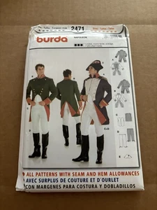 Burda 2471 Men’s Napoleon Coat Vest Pant Hat Historical Costume Pattern 36-48 - Picture 1 of 2