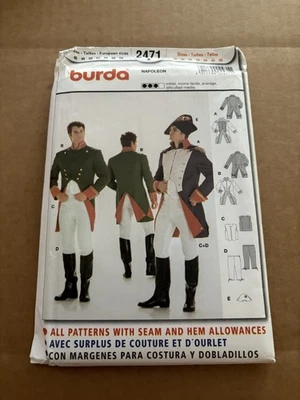Burda 2471 Men’s Napoleon Coat Vest Pant Hat Historical Costume Pattern 36-48 - Image 1 of 2