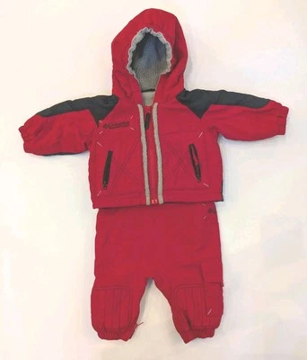 TRAJE DE NIEVE COLOMBIA 2 Piezas PANTALONES DE NIEVE BABEROS CHAQUETA Rojo Negro Bebé 6 Meses Foto 1 de 4