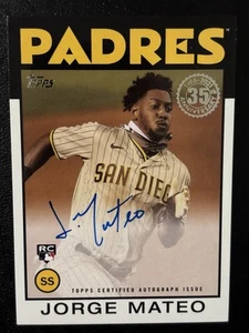 Jorge Mateo 2021 Topps 1986 Autograph RC Auto Padres - Bild 1 von 3