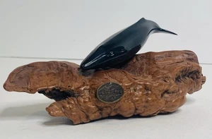 John Perry Fin Whale on Burl Wood Art Sculpture Marine Life Figurine - Picture 1 of 5