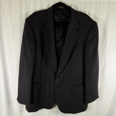 Chaqueta Oscar De la Renta Hombre 46R Gris Cuadros 100% Lana 2 Botones Bolsillos Frontales Foto 1 de 4