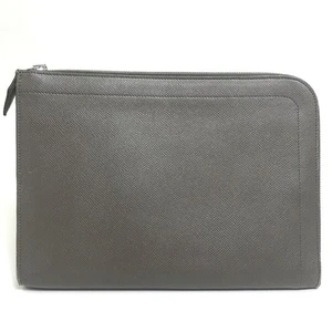HERMES L-Form Verschluss Zip Computer Cluch Bag Handtasche Epsom Etoupe/SilverHW - Bild 1 von 16