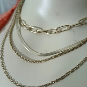 Women's 4-Chain Layering Necklace Ladies Fast Fashion Jewelry Lucky Brand - Picture 1 of 16