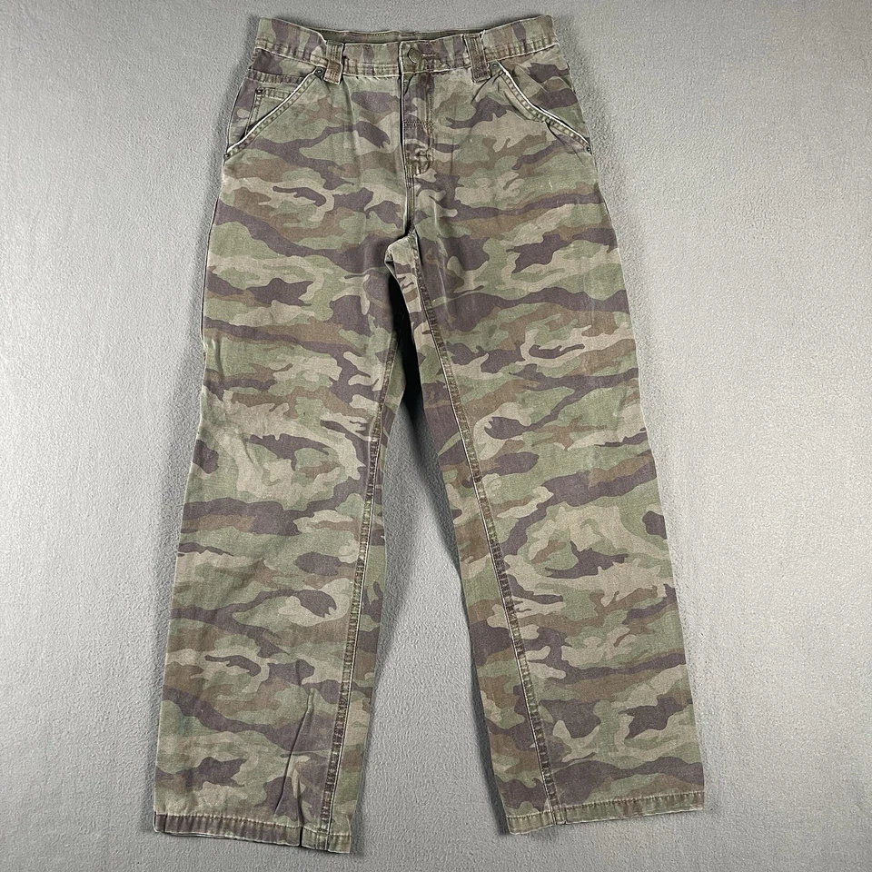 Pantalones juveniles Greendog Woodland camuflados talla 14 100 % algodón desgastados desvanecidos caza Foto 1 de 4