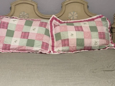 Nautica Розовый Зеленый Лоскутный Стеганый Стандартный Набор из 2 - Дизайн Пальмы - Изображение 1 из 4