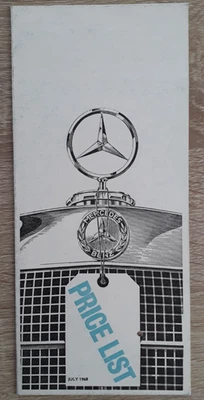 Mercedes Benz Range Price List Brochure 1968 - 220 250 280 300 600 S SE SEL SL - Image 1 of 3