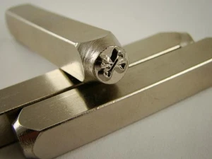 "CrossBones" 1/4"-6mm-Large Stamp-Metal-Hardened Steel-Gold&Silver Bars (B1) - Picture 1 of 3