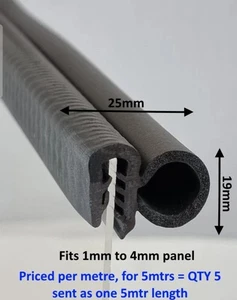 Universal Large Door Rubber EDGE TRIM SEAL - Van Boat Caravan - Bonnet Boot - Picture 1 of 5