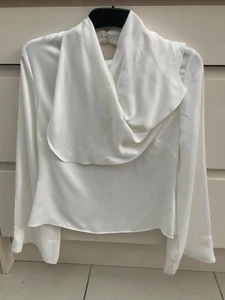zara: pretty white detailed open back blouse (L) - Picture 1 of 5