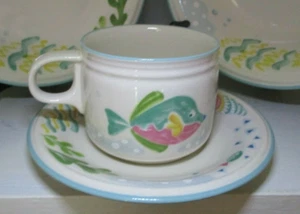 Studio Nova Barrier Reef Y2310 Flat Soup Cup & Saucer Fish Seashells Coastal - Picture 1 of 9