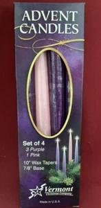 Vermont Christmas Company Advent Candles Set of 5 10" Waxed Tapers 7/8" Base USA - Picture 1 of 3