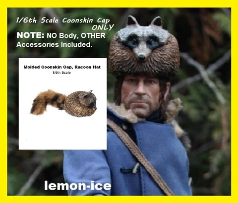 ⭐COOL⭐ 1/6 Scale Daniel Boone Type COONSKIN CAP RACCOON MOUNTAIN HAT ONLY Cover