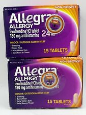 Allegra Allergy Fexofenadine HCI 180mg Antihistamine 24HR 15 Tabs x2PK Exp 04/25