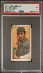 PSA 1 Bill Bradley With Bat Tobacco Card # 1909-11 T206 Polar Bear 93496938 - Picture 1 of 2