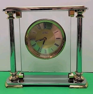 Danbury Clock Co. Solid Brass & Chrome Mantel Clock - 6.75" x 7.25" - Picture 1 of 7