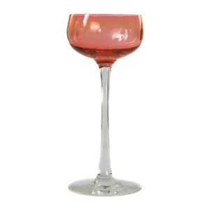 Stängelglas mit orangeroter Kuppa & Schliffdekor, Benedikt v. Poschinger um 1910 - Bild 1 von 4