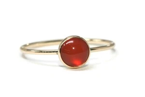 6mm Carnelian 14K Gold Filled Skinny Ring Sizes 5-8 - Picture 1 of 5